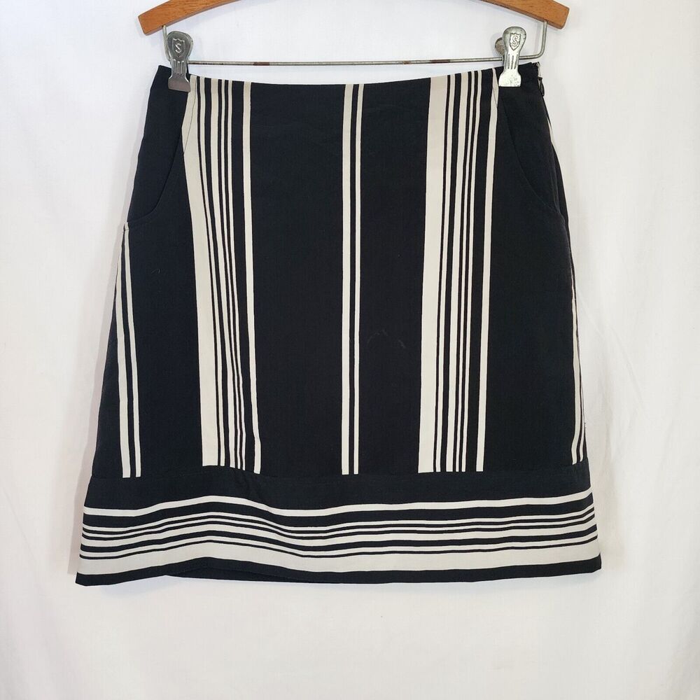 THE LIMITED Black White Striped Pencil Skirt Pockets Size XS